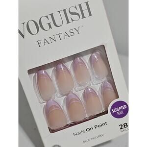 KISS Voguish Fantasy Press On Nails Lavander Tips Almond Shape Medium NEW